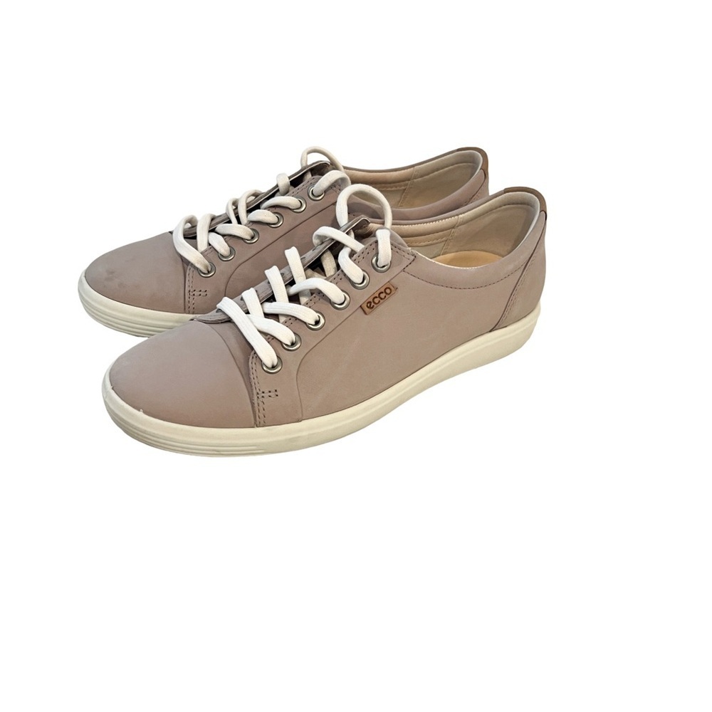 Ecco Soft 7 Leather Sneakers Women’s EU 38 Rose Nubuck Lace-Up Comfort Shoe NWOT